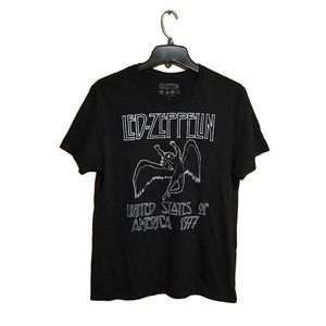 Led Zeppelin Swan Song USA Tour 1977 Men's Black T Shirt M Zoso
